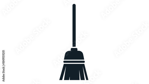 Minimalist cleaning broom icon symbolizing sanitation and household chores