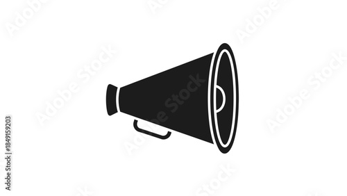 Minimalist Black and White Megaphone Icon Representing Sound Amplification and Communication