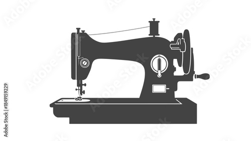 Vintage Industrial Sewing Machine Illustration with Classic Mechanical Details