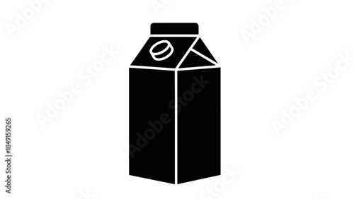 Minimalist Black and White Illustration of a Milk Carton with a Clamp Cap Design