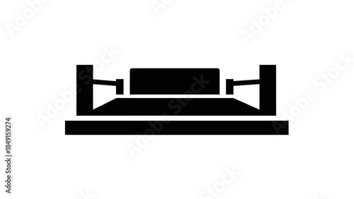 Minimalist Bed Icon Representing Modern Bedroom Furniture with Simple Design Elements