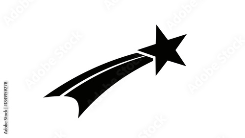 Minimalist Artistic Representation of a Shooting Star with a Comet Tail Illustration