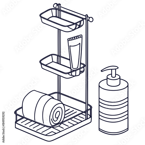 Bathroom organizer with toiletries