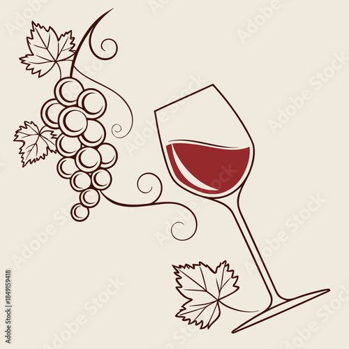 Wine glass with grapes