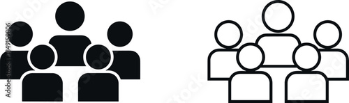 Group of people icon set, community team members, diversity inclusion, leadership business personnel, audience crowd figures, flat vector.