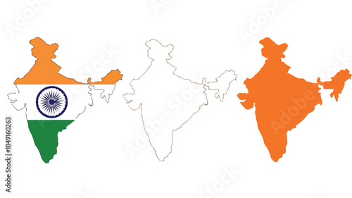 Map of India highlighted in orange and white with the Indian flag on a white background.