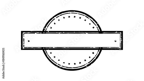 Distressed retro empty circular badge with banner for custom text or logo design, a versatile grunge vector template for branding and labels