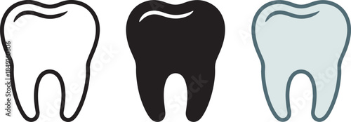 Tooth icon outline solid and colored vector illustration medical dental health care symbol