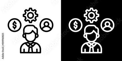 Resources Icon Of Line Black And White Style Vector Illustration
