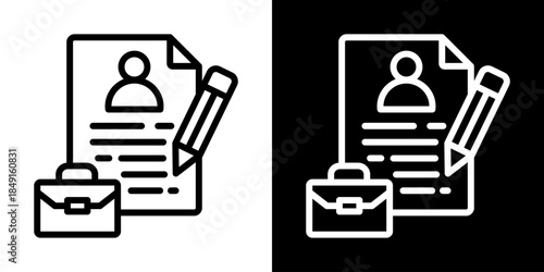Job Application Icon Of Line Black And White Style Vector Illustration
