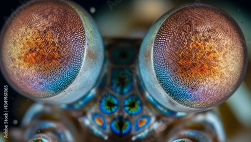 Fotografie Macro shot of mantis shrimp eyes closeup.