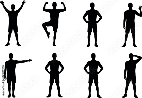 Collection of Male Silhouettes in Various Poses