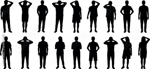 Collection of silhouettes of people in various poses