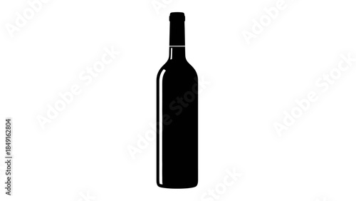 Sleek minimalist silhouette of a wine bottle with a simple black and white contrast emphasizing