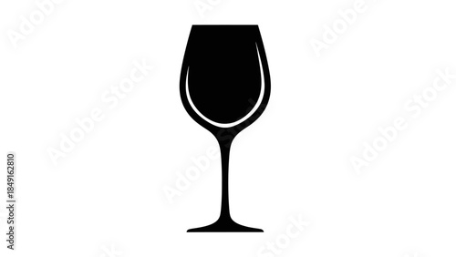Minimalist Black Silhouette of a Wine Glass on White Background for Visual Identity