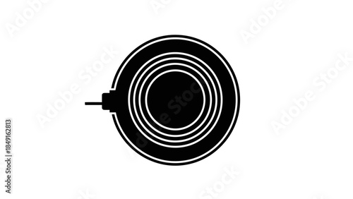Minimalist Black and White Turntable Illustration Emphasizing Retro Music Equipment Design