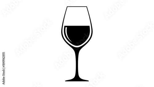 Elegant minimalist illustration of a wine glass filled with a dark liquid