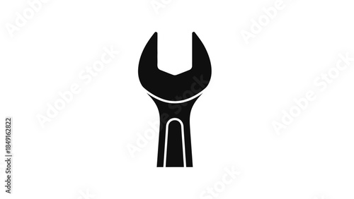 Minimalist black wrench icon symbolizing repair tools and maintenance service representation