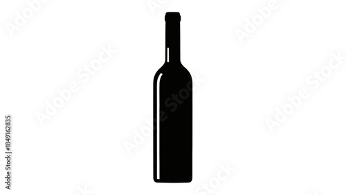 Minimalist Black Silhouette of a Wine Bottle on a White Background for Elegant Design