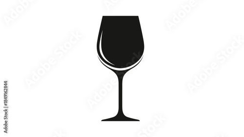 Minimalist black silhouette of a glass of wine with elegant curves and simplistic design for