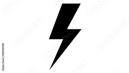 Bold black lightning bolt icon symbolizing power and energy on a white background