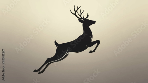 silhouette of a majestic leapng deer with antlers in mid-air against a textured background