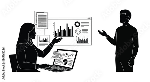 Business professionals analyzing data and collaborating with charts and laptops