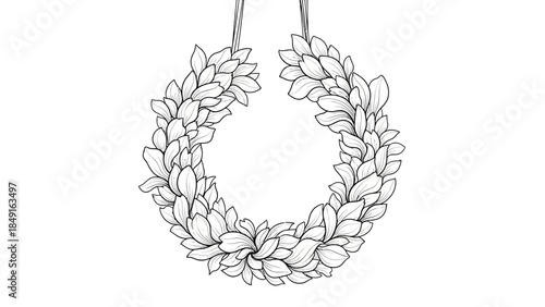 Elegant Floral Wreath Illustration for Decorative Crafting and Art Projects