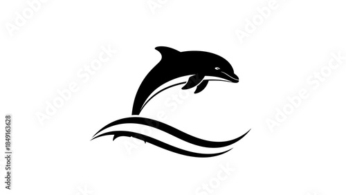 Minimalist dolphin silhouette demonstrating aquatic agility in sleek black design