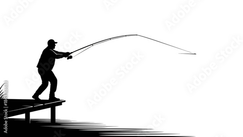 Silhouette of a person fishing from a dock demonstrating patience and outdoor activity in a
