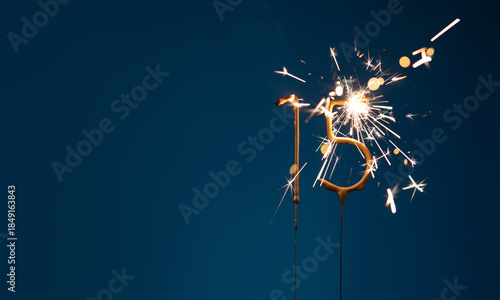 Wallpaper Mural 15 years anniversary celebration festive background with copy space made with Bengal fires in the form of number Fifteen. Torontodigital.ca