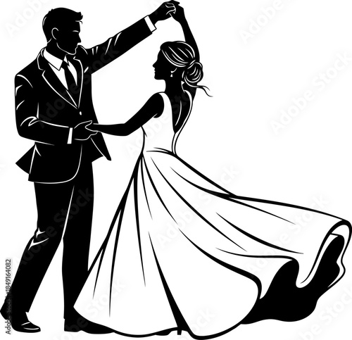 silhouette of man and woman dancing together romantically