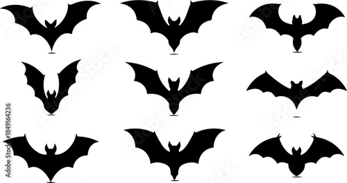Bat Silhouette Collection – Flying Halloween Bat Vector Set