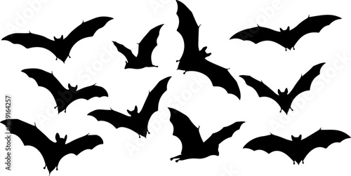Bat Silhouette Collection – Flying Halloween Bat Vector Set