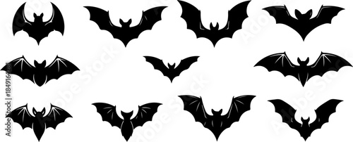 Bat Silhouette Collection – Flying Halloween Bat Vector Set