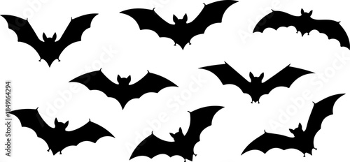 Bat Silhouette Collection – Flying Halloween Bat Vector Set