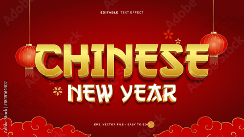 Chinese New Year 3D Gold Lantern Editable Text Effect
