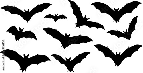 Bat Silhouette Collection – Flying Halloween Bat Vector Set