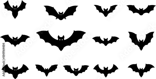 Bat Silhouette Collection – Flying Halloween Bat Vector Set