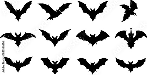 Bat Silhouette Collection – Flying Halloween Bat Vector Set