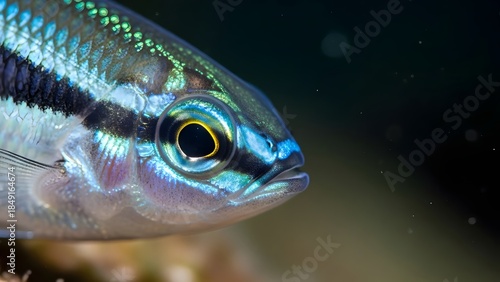 Close-up of a fish with iridescent scales.
