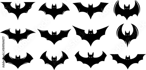 Bat Silhouette Collection – Flying Halloween Bat Vector Set