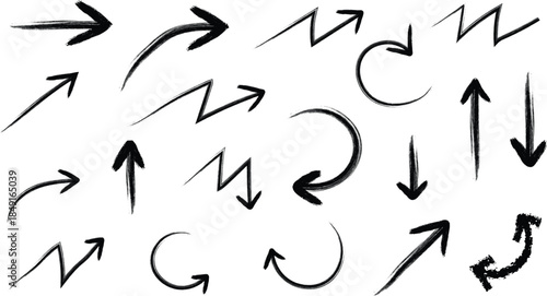 Hand drawn arrows in various directions and styles