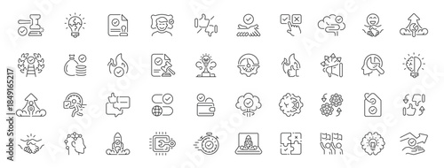 Decision making icons set. editable line icons, outline symbols for strategy and planning