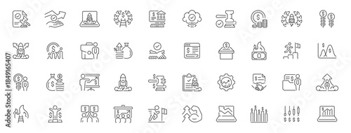 Business startup icons set. editable line icons, outline, new venture symbols