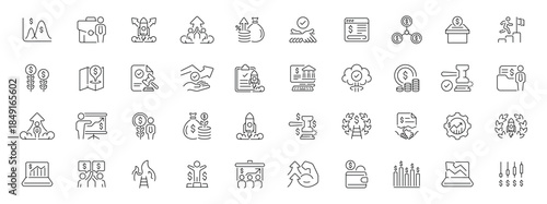 Startup icons set. editable line icons for entrepreneurship and innovation projects