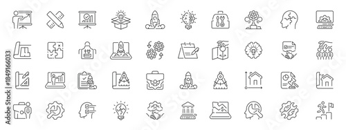 Project management icons set. editable line icons, linear style, workflow symbols