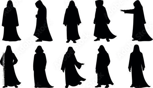 Silhouettes of People in Robes
