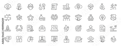 Success and achievement icons set. editable line icons, motivation, victory symbols
