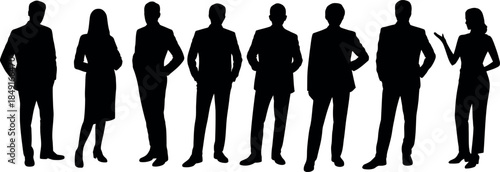silhouettes of people standing in various poses